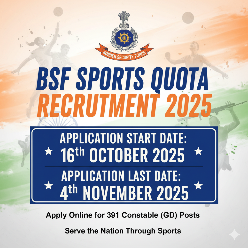 BSF Sports Quota Recruitment 2025: Constable (GD) Posts (391 Vacancies)