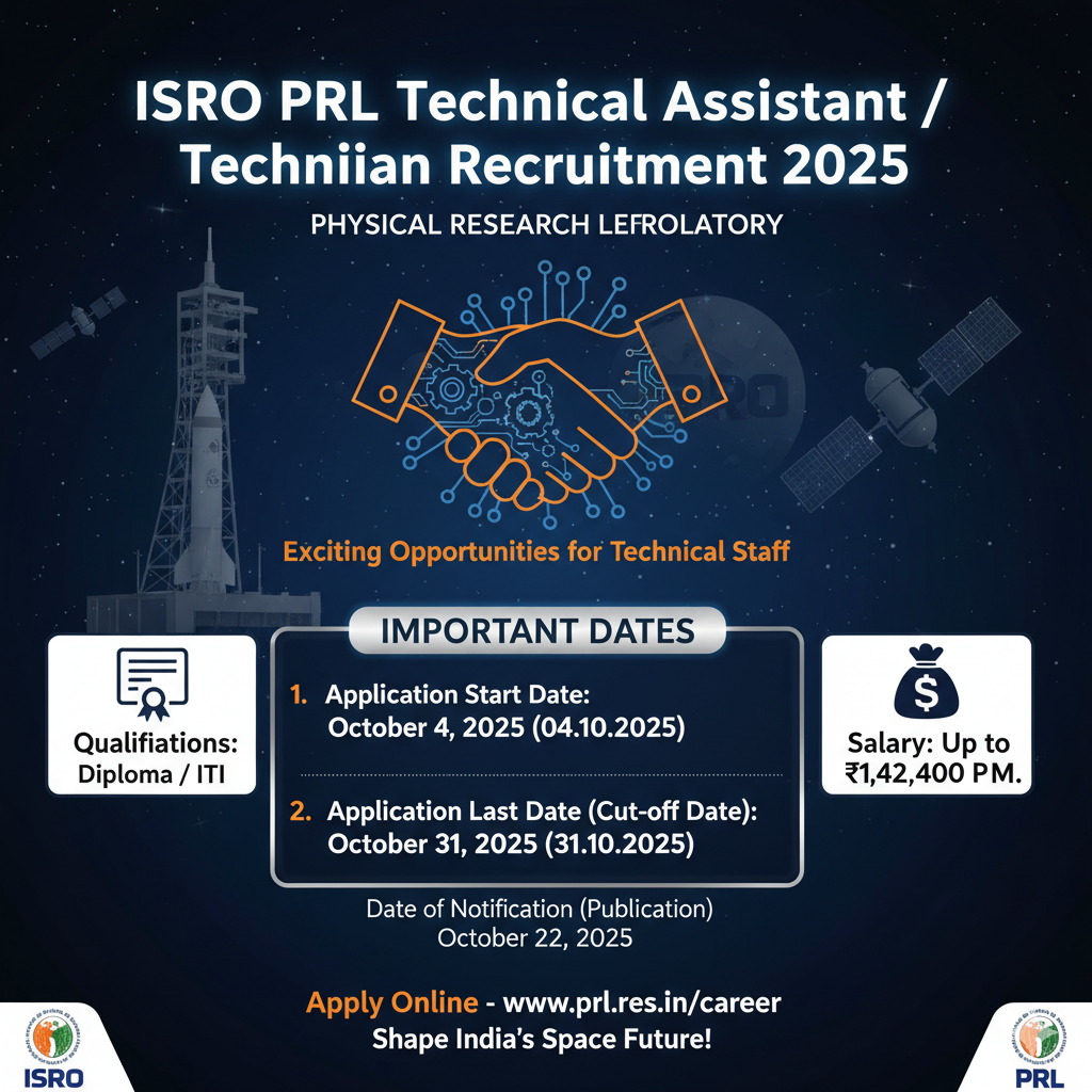 ISRO PRL Technical Assistant / Technician Recruitment 2025: