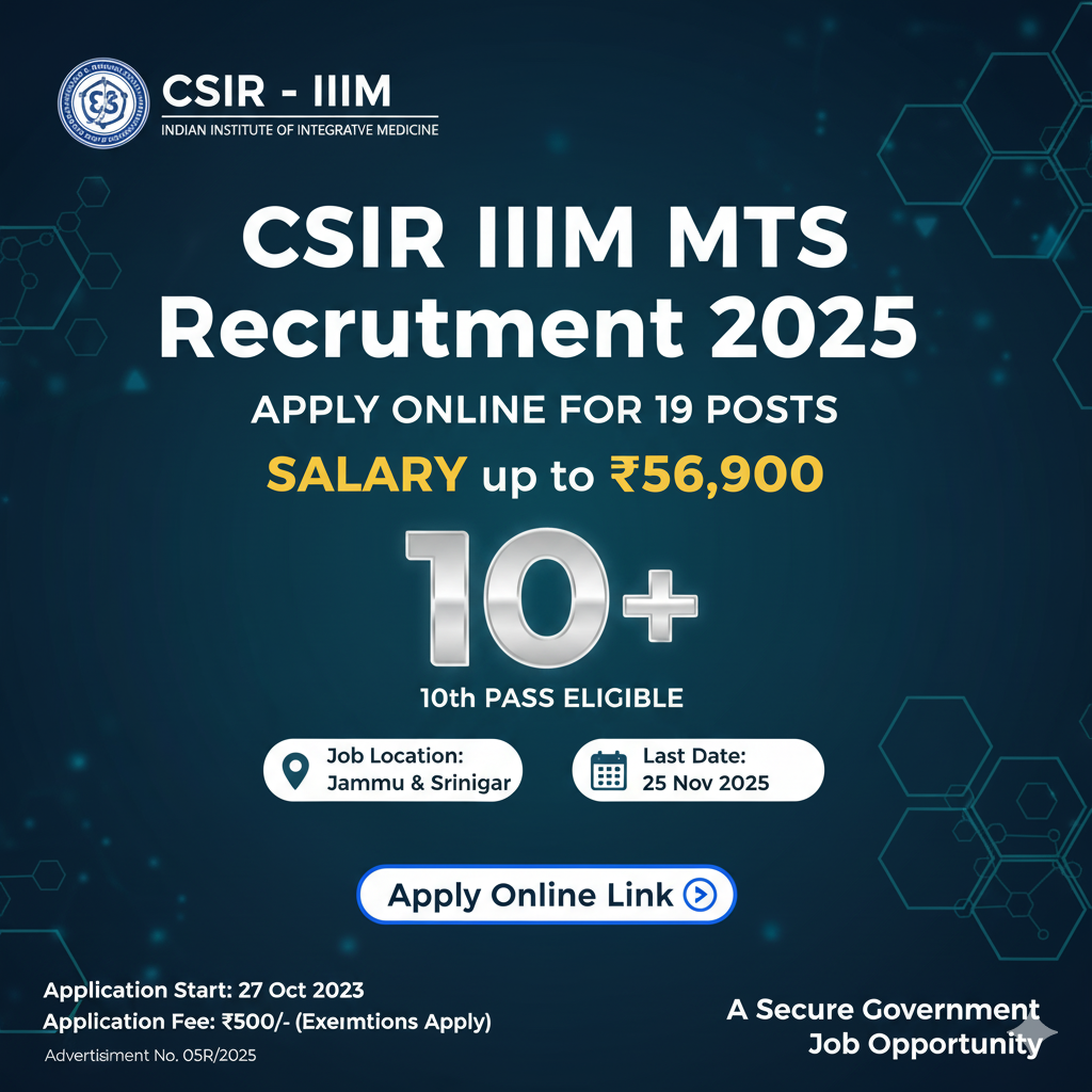CSIR IIIM MTS Recruitment 2025